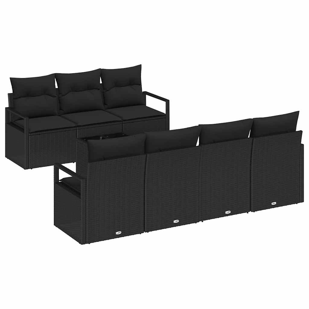Sofa Sæt 8 pcs Sort polyrattan