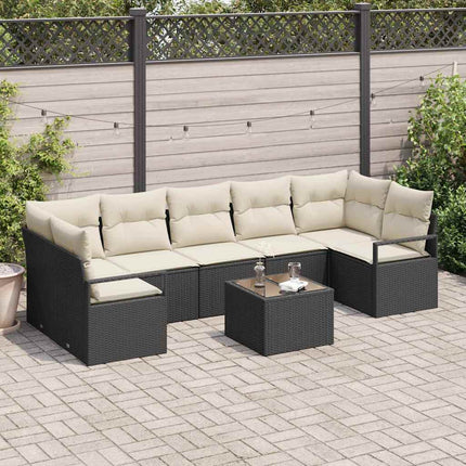 Sofa Sæt 8 stk. 7-Antal sæder Sort og Cream polyrattan