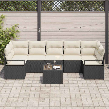 Sofa Sæt 8 stk. 7-Antal sæder Sort og Cream polyrattan