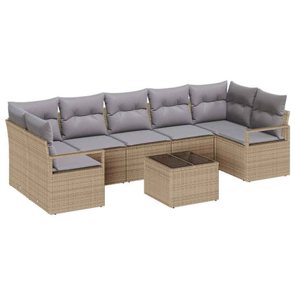 Sofa Sæt 8 stk. 7-Antal sæder Beige og grå polyrattan