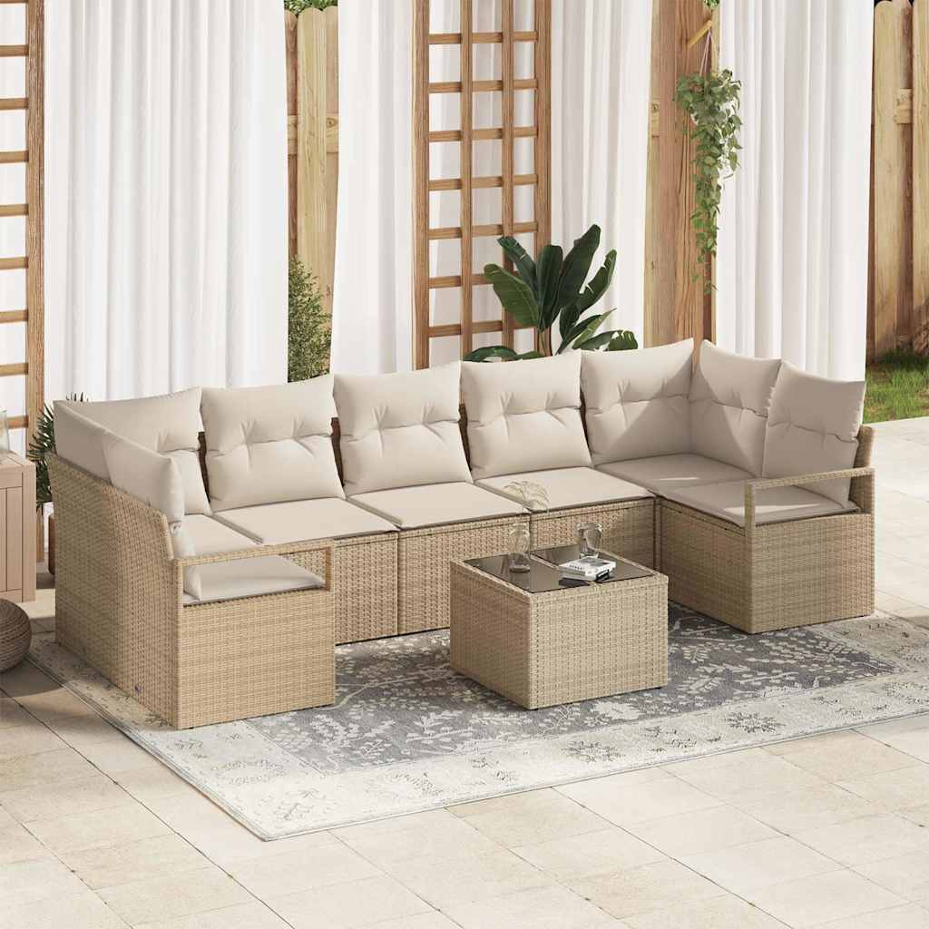 Sofa Sæt 8 pcs Beige og creme polyrattan