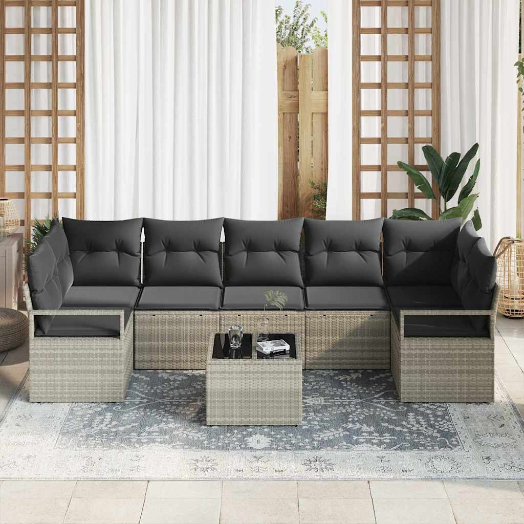 Sofa Sæt 8 pcs Lysegrå og mørkegrå polyrattan