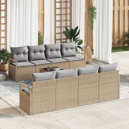 Sofa Sæt 7 stk. 6-Antal sæder Beige og grå polyrattan