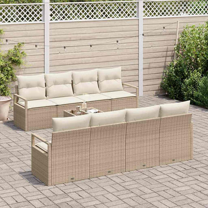 Sofa Sæt med pude 7 pcs Beige og creme polyrattan