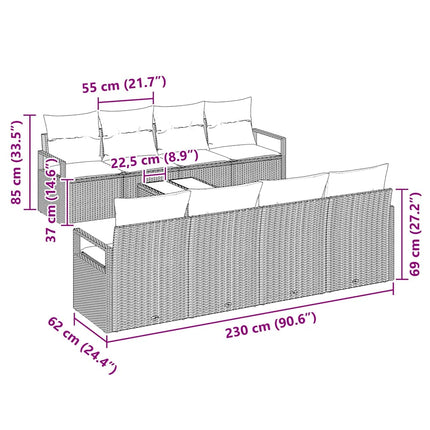 Sofa Sæt med pude 7 pcs Beige og creme polyrattan