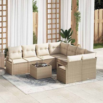 Sofa Sæt med pude 9 pcs Beige og creme polyrattan
