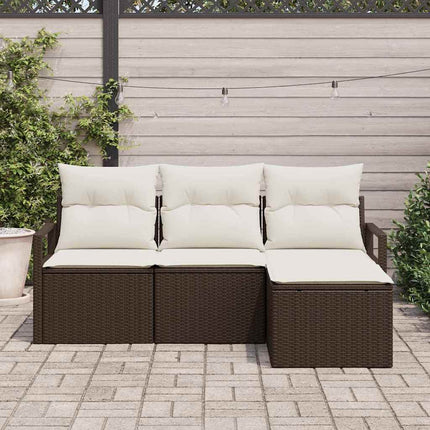 Sofa Sæt 4 pcs Brun polyrattan