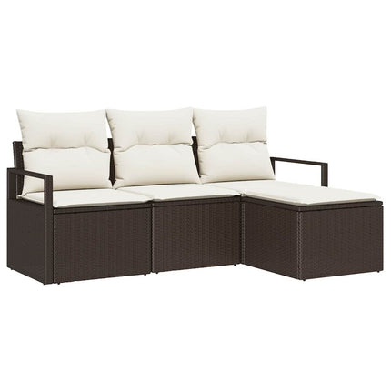 Sofa Sæt 4 pcs Brun polyrattan