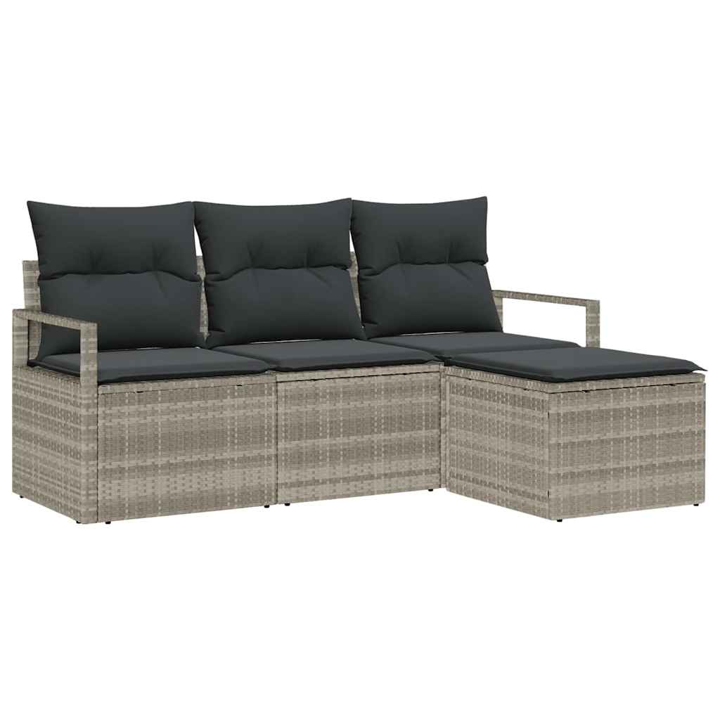 Sofa Sæt 4 pcs Lysegrå polyrattan