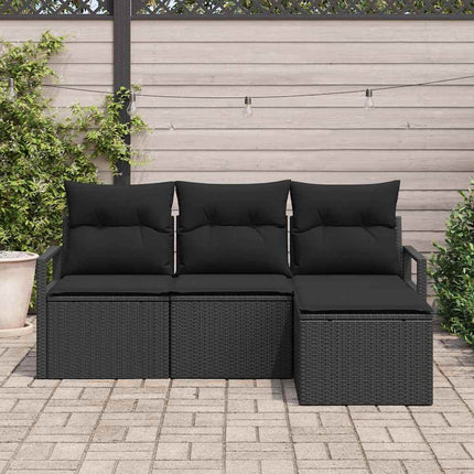 Sofa Sæt 4 pcs Sort polyrattan