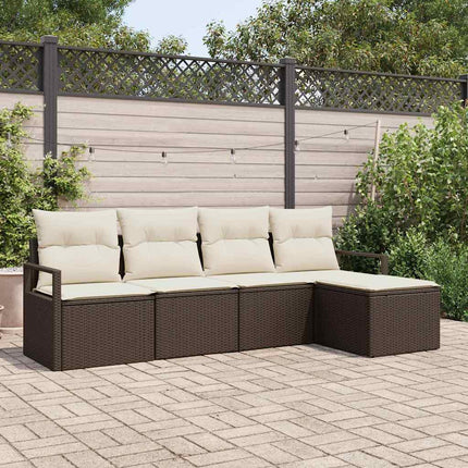 Sofa Sæt 5 pcs Brun polyrattan