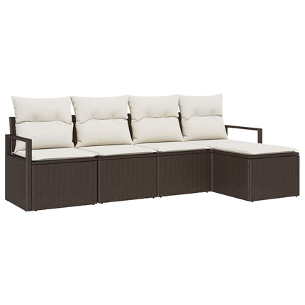 Sofa Sæt 5 pcs Brun polyrattan