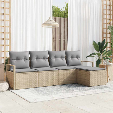 Sofa Sæt med pude 5 pcs Beige polyrattan