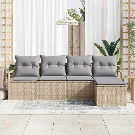 Sofa Sæt med pude 5 pcs Beige polyrattan