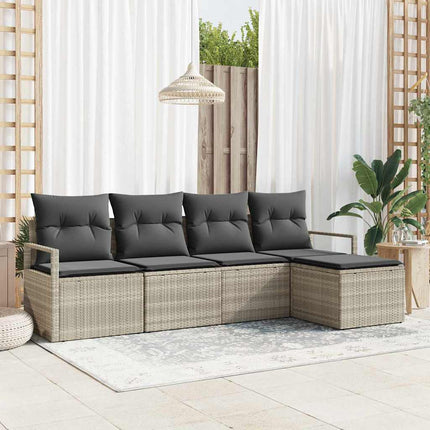 Sofa Sæt med pude 5 pcs Lysegrå polyrattan