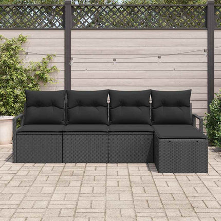 Sofa Sæt 5 stk. Sort polyrattan