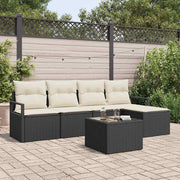Sofa Sæt med pude 6 pcs Sort polyrattan