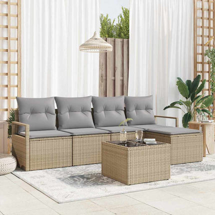 Sofa Sæt 6 stk. Beige polyrattan