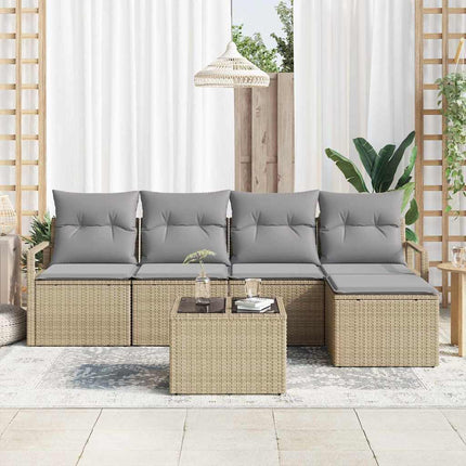 Sofa Sæt 6 stk. Beige polyrattan