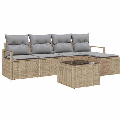 Sofa Sæt 6 stk. Beige polyrattan