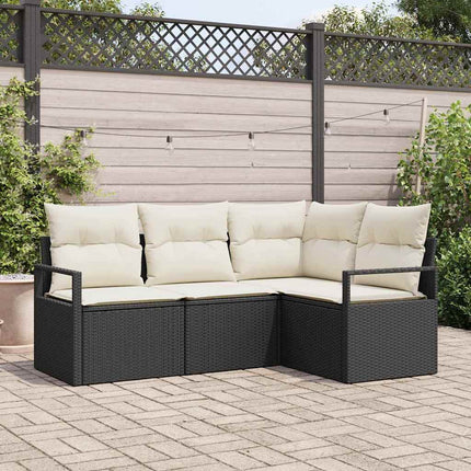 Sofa Sæt 4 stk. Sort polyrattan