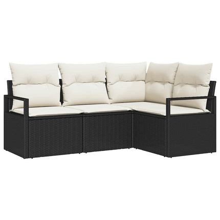 Sofa Sæt 4 stk. Sort polyrattan