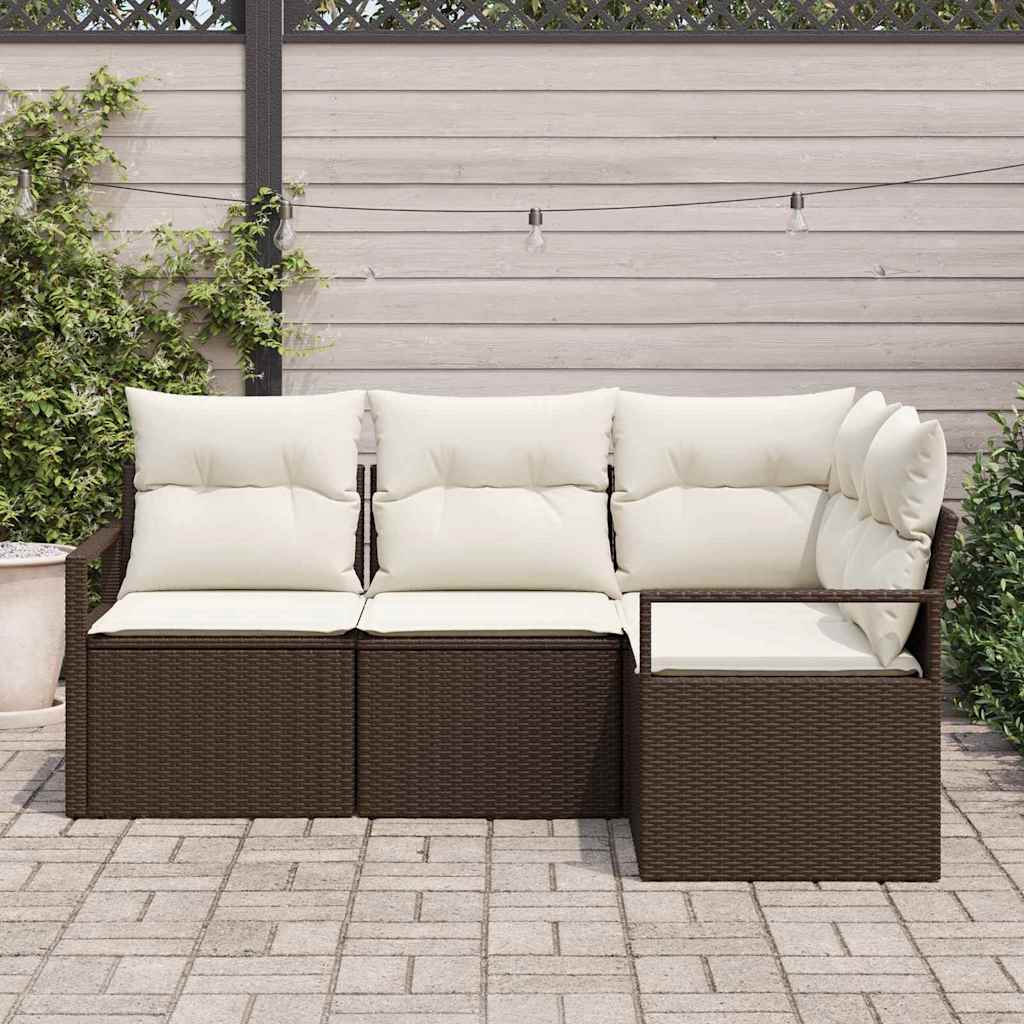 Sofa Sæt 4 pcs Brun polyrattan