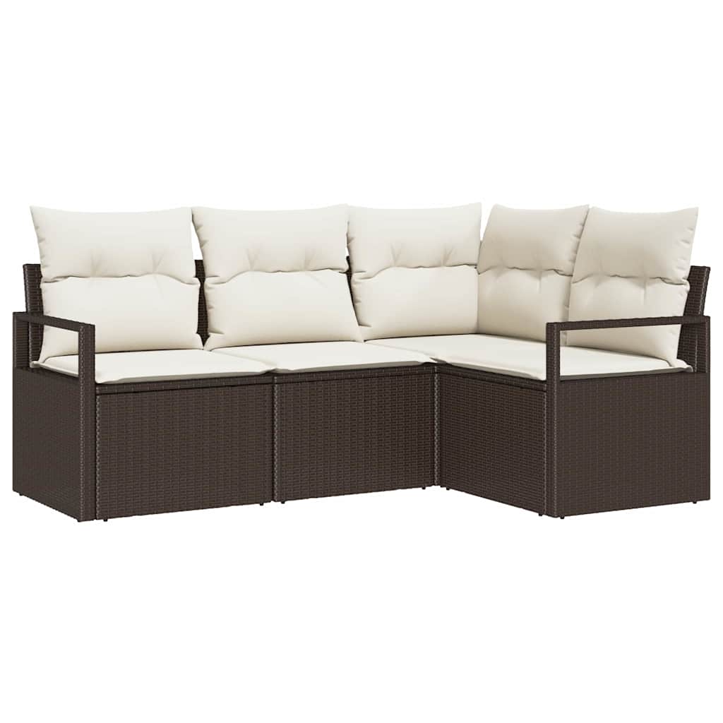 Sofa Sæt 4 pcs Brun polyrattan