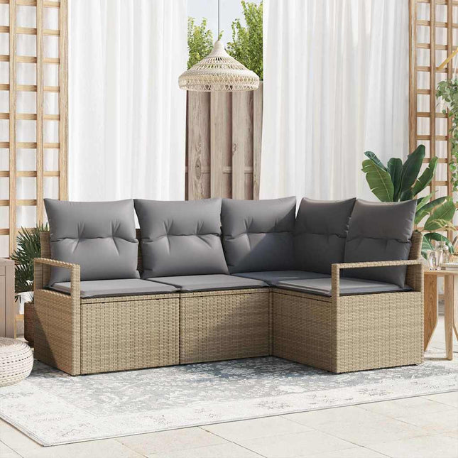 Sofa Sæt 4 stk. Beige polyrattan