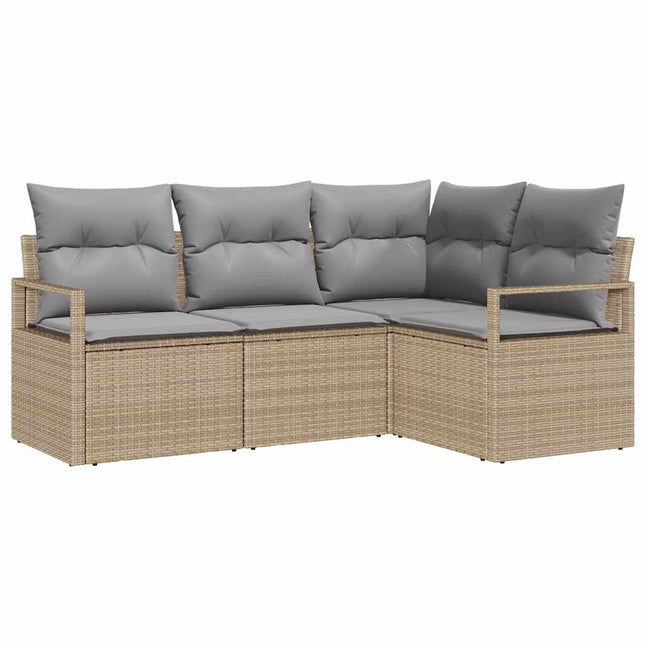 Sofa Sæt 4 stk. Beige polyrattan