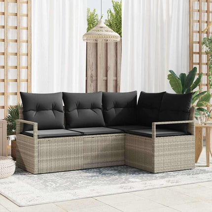 Sofa Sæt 4 pcs Lysegrå polyrattan