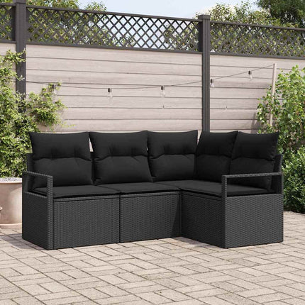 Sofa Sæt 4 pcs Sort polyrattan