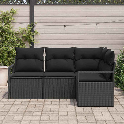 Sofa Sæt 4 pcs Sort polyrattan