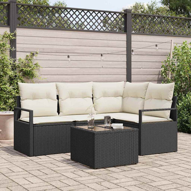 Sofa Sæt 5 stk. Sort polyrattan