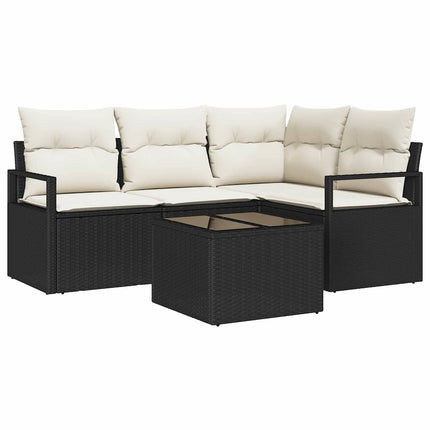Sofa Sæt 5 stk. Sort polyrattan