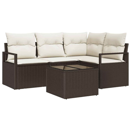 Sofa Sæt 5 pcs Brun polyrattan