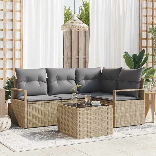 Sofa Sæt 5 stk. Beige polyrattan
