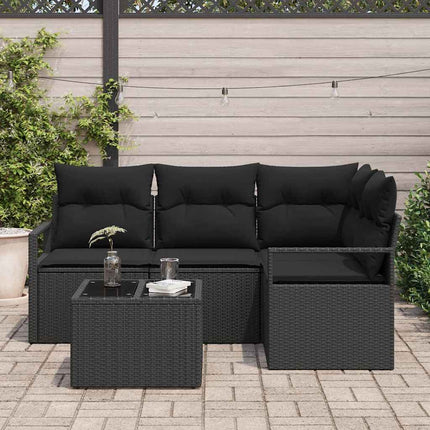 Sofa Sæt 5 pcs Sort polyrattan
