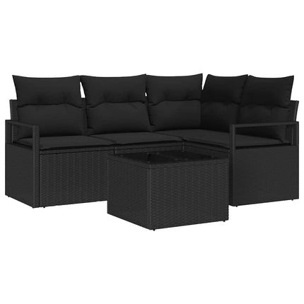 Sofa Sæt 5 pcs Sort polyrattan