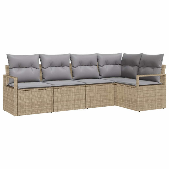 Sofa Sæt 5 stk. Beige polyrattan