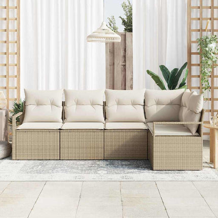 Sofa Sæt med pude 5 pcs Beige polyrattan