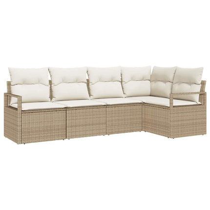 Sofa Sæt med pude 5 pcs Beige polyrattan