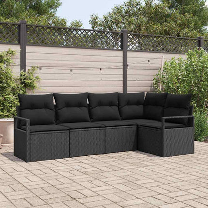 Sofa Sæt 5 pcs Sort polyrattan