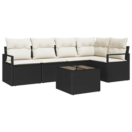 Sofa Sæt 6 stk. Sort polyrattan