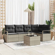 Sofa Sæt med pude 6 pcs Lysegrå polyrattan