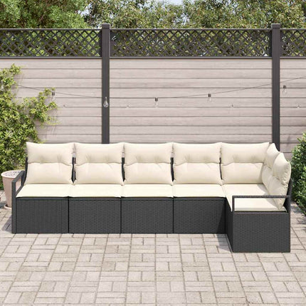 Sofa Sæt 6 pcs Sort polyrattan