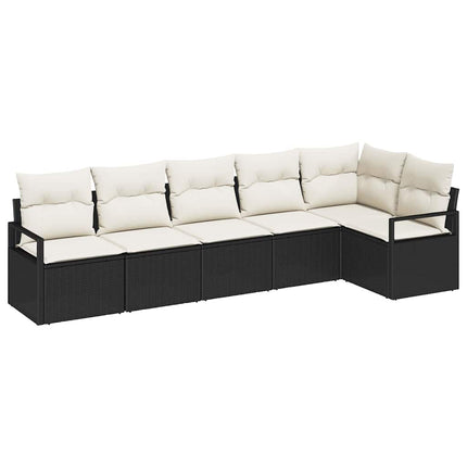 Sofa Sæt 6 pcs Sort polyrattan