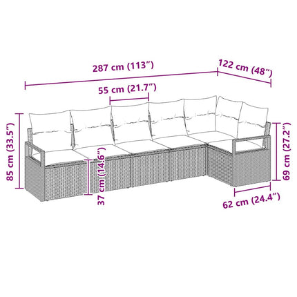 Sofa Sæt 6 pcs Beige polyrattan