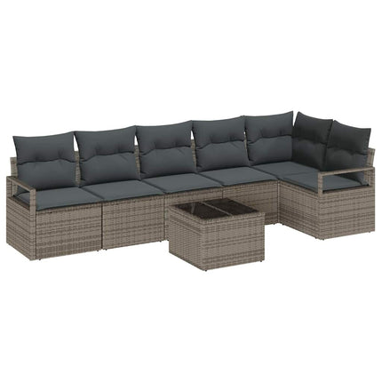 Sofa Sæt med pude 7 pcs Grå polyrattan