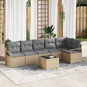 Sofa Sæt med pude 7 pcs Beige polyrattan